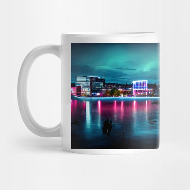 Neon Oslo City Skyline In Neon light / Oslo City silhouette by Unwind-Art-Work